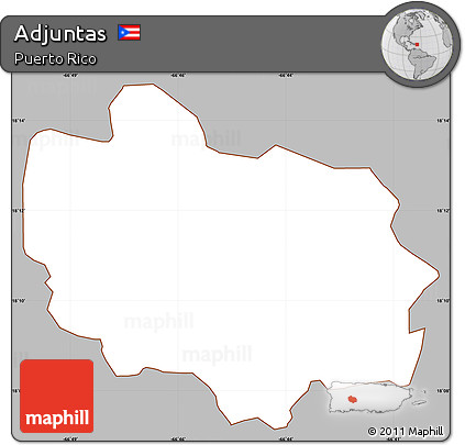 Gray Simple Map of Adjuntas, cropped outside