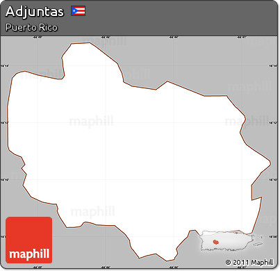 Gray Simple Map of Adjuntas, cropped outside
