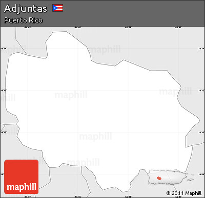 Silver Style Simple Map of Adjuntas