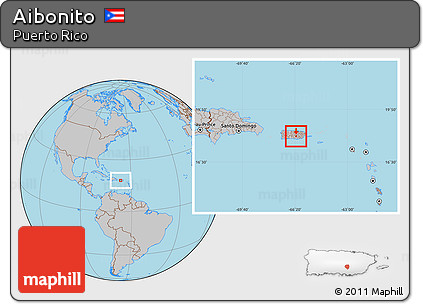 Gray Location Map of Aibonito