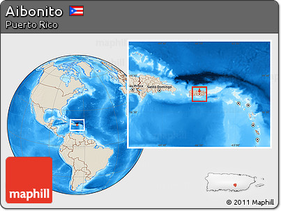 Shaded Relief Location Map of Aibonito