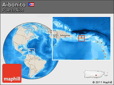 Shaded Relief Location Map of Aibonito