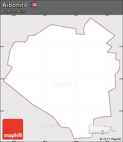 Classic Style Simple Map of Aibonito, cropped outside
