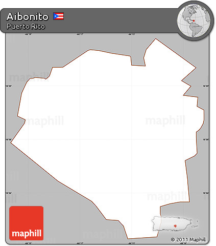 Gray Simple Map of Aibonito, cropped outside