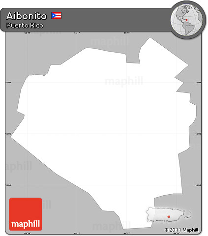 Gray Simple Map of Aibonito, single color outside
