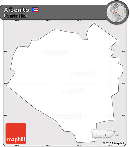 Silver Style Simple Map of Aibonito, cropped outside