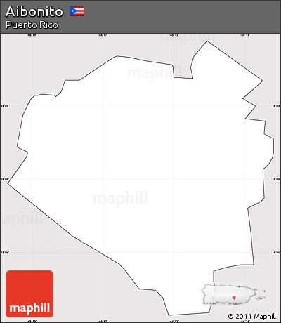 Silver Style Simple Map of Aibonito, cropped outside