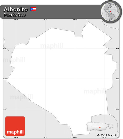 Silver Style Simple Map of Aibonito