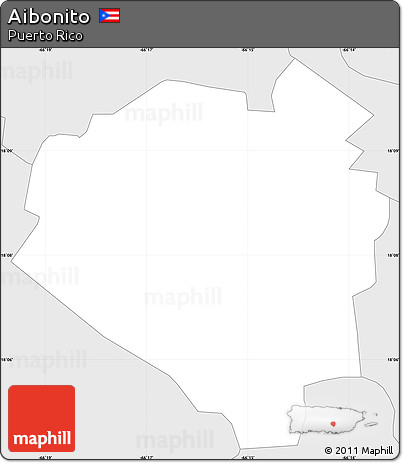 Silver Style Simple Map of Aibonito