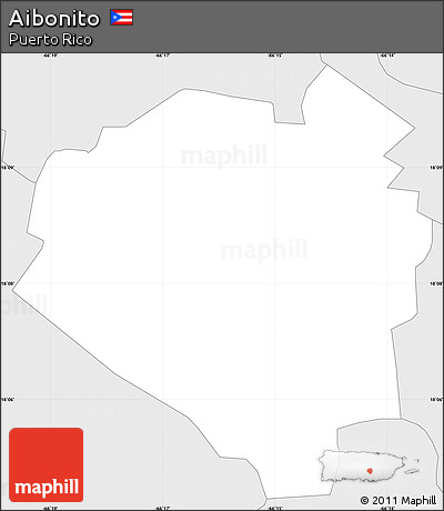 Silver Style Simple Map of Aibonito