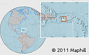 Gray Location Map of Barceloneta, highlighted country, within the entire country, hill shading