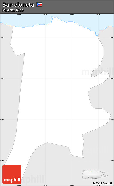 Silver Style Simple Map of Barceloneta, single color outside