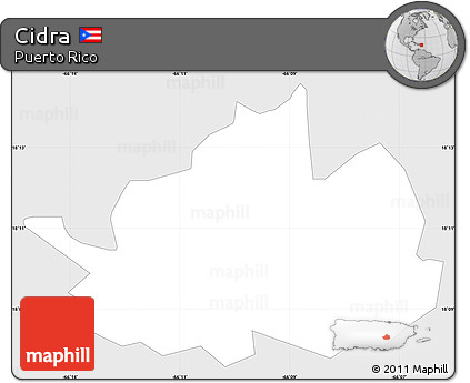 Silver Style Simple Map of Cidra, single color outside