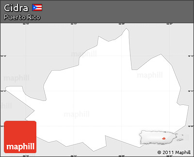 Silver Style Simple Map of Cidra, single color outside