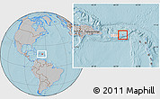 Gray Location Map of Culebra, highlighted country, within the entire country, hill shading