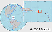 Gray Location Map of Culebra, highlighted country, within the entire country