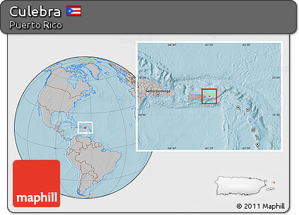 Gray Location Map of Culebra, hill shading