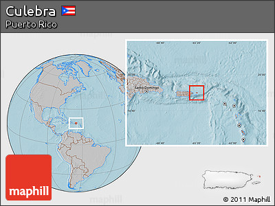 Gray Location Map of Culebra, hill shading
