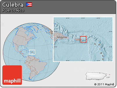 Gray Location Map of Culebra, hill shading