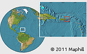 Satellite Location Map of Culebra, within the entire country