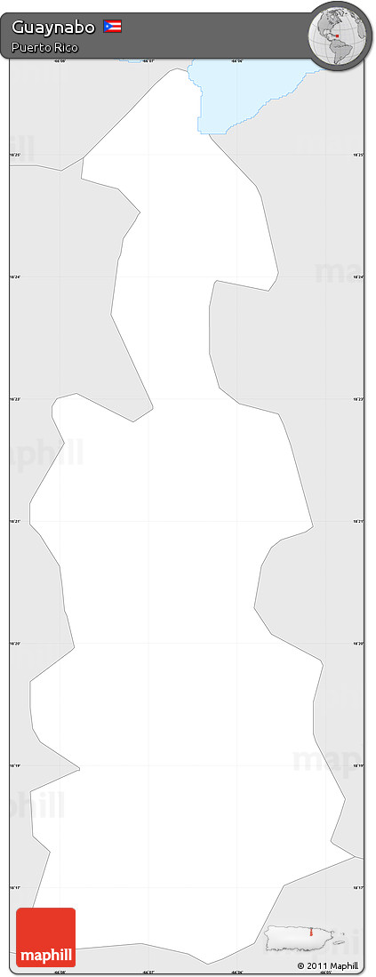 Silver Style Simple Map of Guaynabo