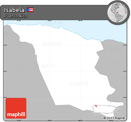 Gray Simple Map of Isabela, single color outside
