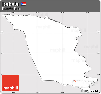 Silver Style Simple Map of Isabela, cropped outside