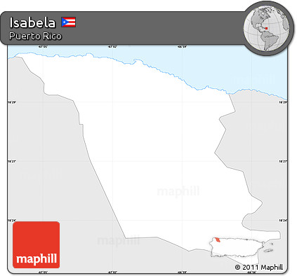 Silver Style Simple Map of Isabela, single color outside