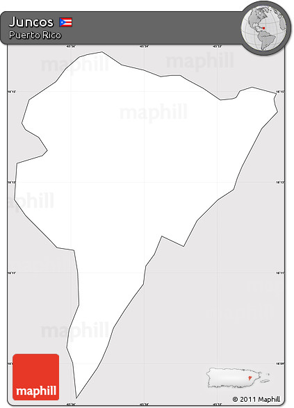 Silver Style Simple Map of Juncos, cropped outside