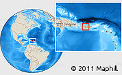 Shaded Relief Location Map of Lares, within the entire country