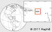 Gray Location Map of Puerto Rico, blank outside, hill shading inside