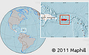 Gray Location Map of Puerto Rico, highlighted continent, hill shading