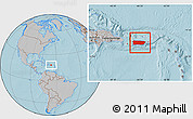 Gray Location Map of Puerto Rico, hill shading
