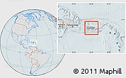Gray Location Map of Puerto Rico, lighten, hill shading