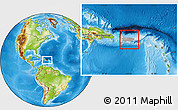 Gray Location Map of Puerto Rico, physical outside, hill shading