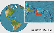 Gray Location Map of Puerto Rico, satellite outside, hill shading