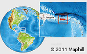 Physical Location Map of Puerto Rico, highlighted continent