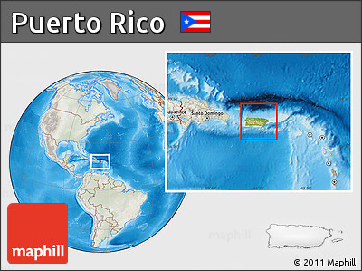 Physical Location Map of Puerto Rico, lighten, semi-desaturated, land only