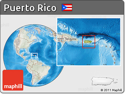 Physical Location Map of Puerto Rico, lighten, semi-desaturated, land only