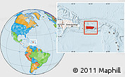 Political Location Map of Puerto Rico, highlighted continent