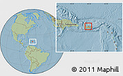 Savanna Style Location Map of Manatí, within the entire country, hill shading