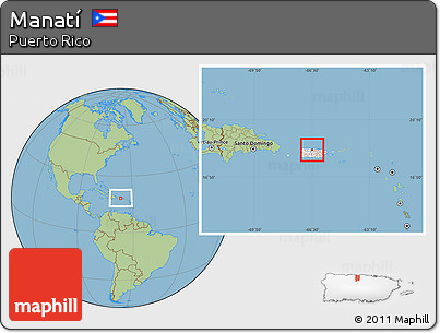 Savanna Style Location Map of Manatí, highlighted country