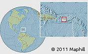 Savanna Style Location Map of Manatí, highlighted country, hill shading