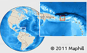 Shaded Relief Location Map of Manatí, within the entire country