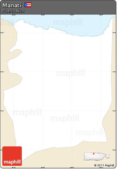 Classic Style Simple Map of Manatí, single color outside