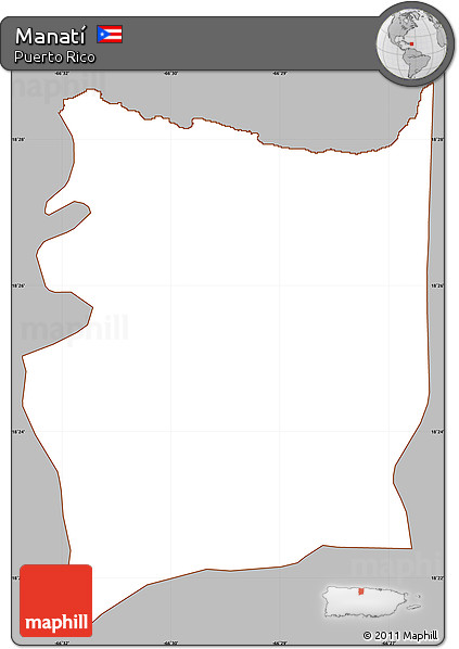 Gray Simple Map of Manatí, cropped outside