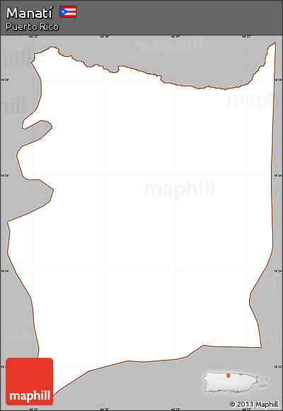 Gray Simple Map of Manatí, cropped outside