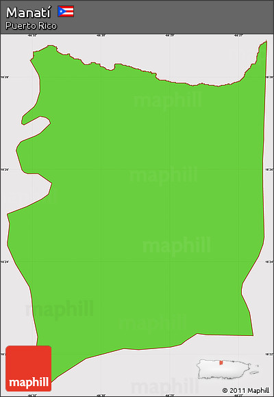Political Simple Map of Manatí, cropped outside