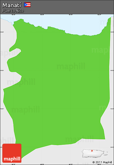 Political Simple Map of Manatí, single color outside