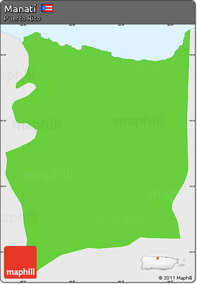 Political Simple Map of Manatí, single color outside